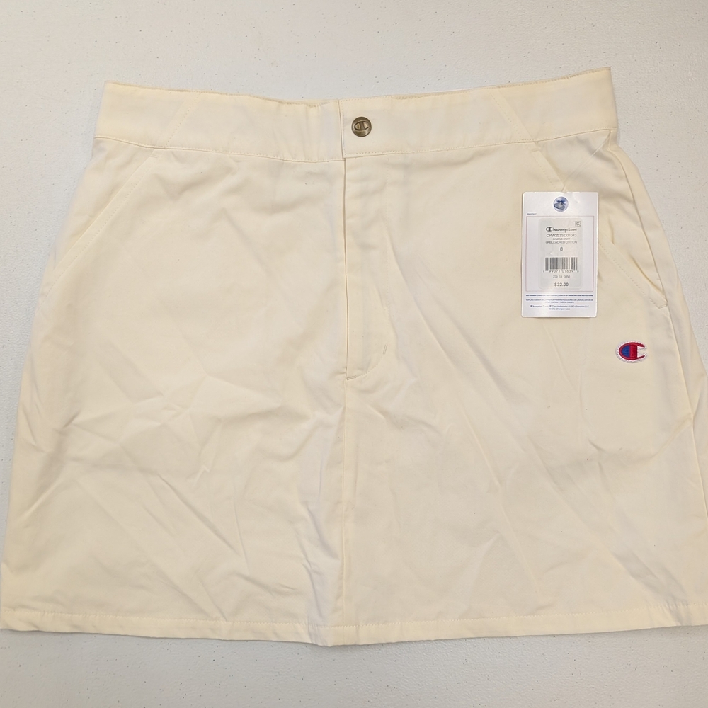 Champion Cream A-Line Mini Skirt with Embroidered Logo - Picture 5 of 7